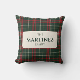 Personalized Family Name Christmas Tartan Throw Pi Kudde