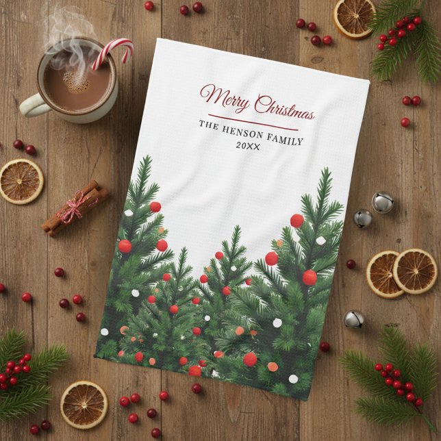 Personalized Family Name Christmas Tree Kökshandduk (Skapare uppladdad)