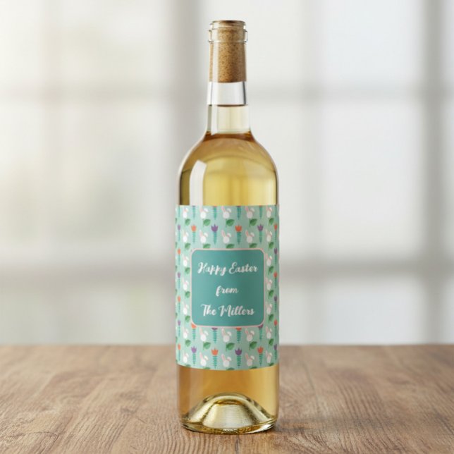 Personalized Family Name Easter Wine Label Vinflaska Etikett (Skapare uppladdad)