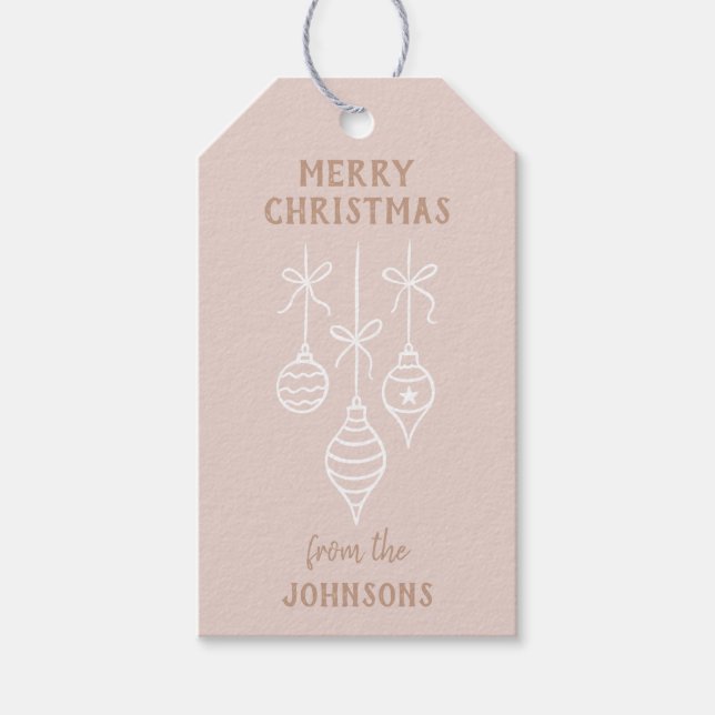 Personalized Family Name Merry Christmas Bauble Presentetikett (Framsidan)