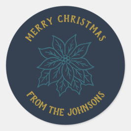 Personalized Family Name Merry Christmas Flower Runt Klistermärke