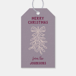 Personalized Family Name Merry Christmas Mistletoe Presentetikett