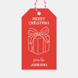 Personalized Family Name Merry Christmas Present Presentetikett