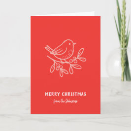 Personalized Family Name Merry Christmas Robin Kort