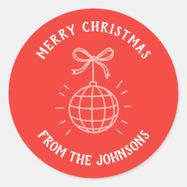 Personalized Family Name Merry Christmas  Runt Klistermärke