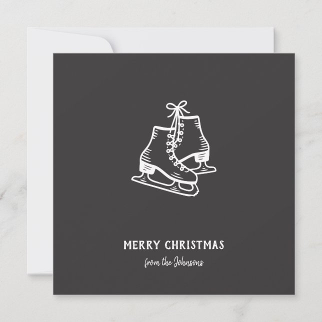 Personalized Family Name Merry Christmas Skates Kort (Framsida)