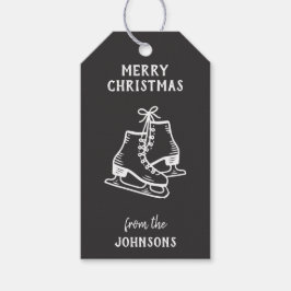 Personalized Family Name Merry Christmas Skates Presentetikett