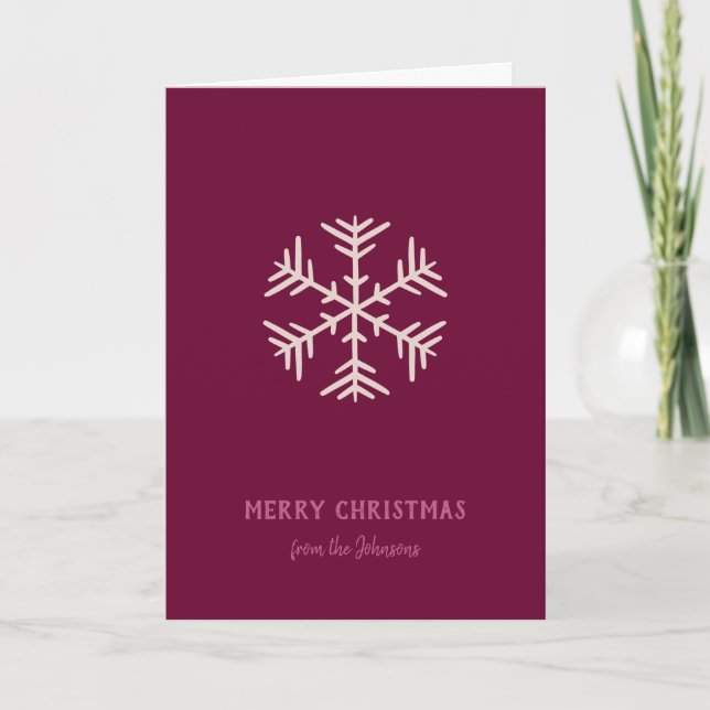 Personalized Family Name Merry Christmas Snowflake Kort (Framsida)