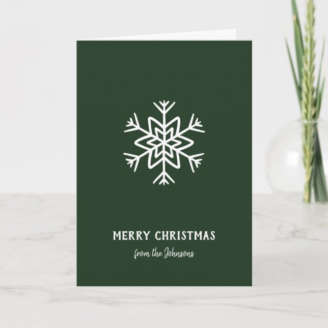 Personalized Family Name Merry Christmas Snowflake Kort (Framsida)