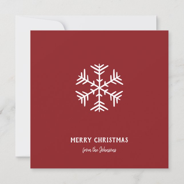 Personalized Family Name Merry Christmas Snowflake Kort (Framsida)