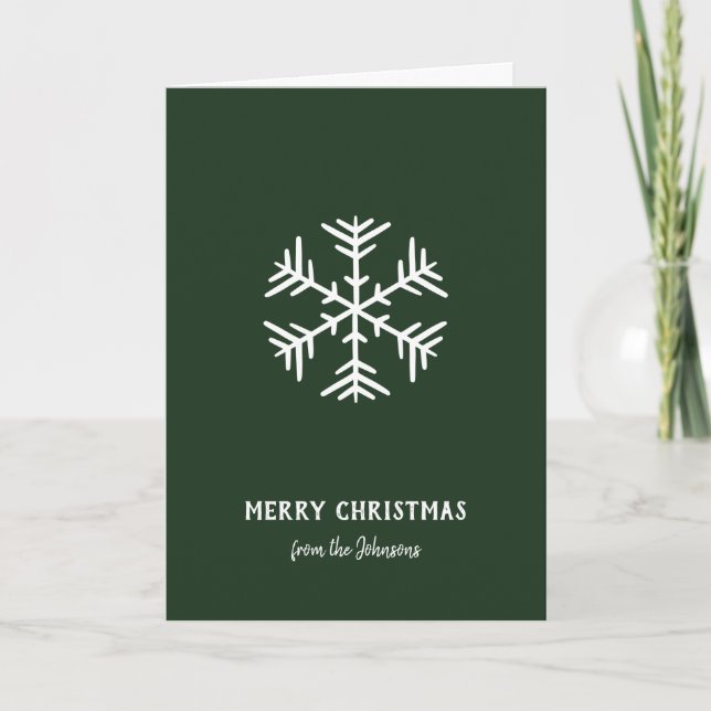 Personalized Family Name Merry Christmas Snowflake Kort (Framsida)