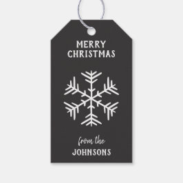 Personalized Family Name Merry Christmas Snowflake Presentetikett