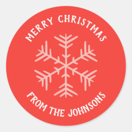 Personalized Family Name Merry Christmas Snowflake Runt Klistermärke