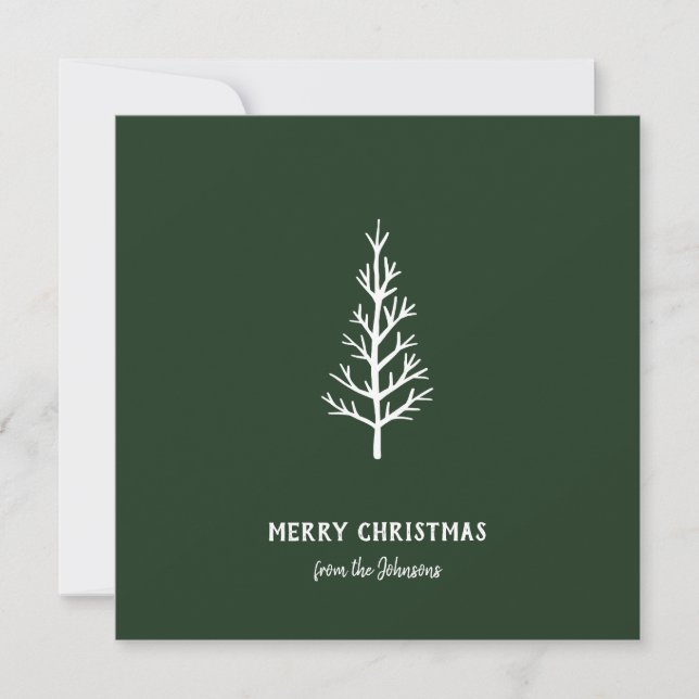 Personalized Family Name Merry Christmas Tree Kort (Framsida)
