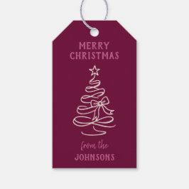 Personalized Family Name Merry Christmas Tree  Presentetikett
