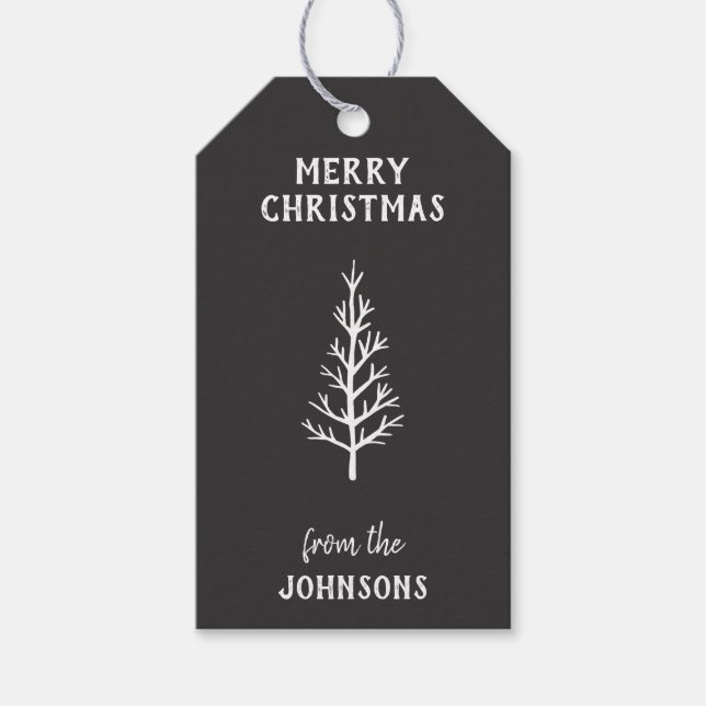 Personalized Family Name Merry Christmas Tree Presentetikett (Framsidan)