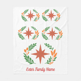 Personalized Family Name Rustic Boho Star Wreath Fleecefilt