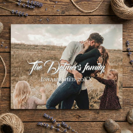 Personalized Family Name Script Photo  Vykort