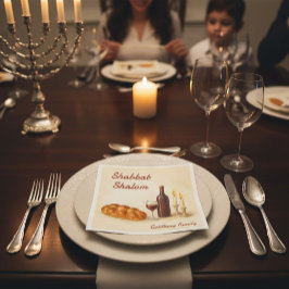 Personalized Family Name Shabbat Shalom Pappersservett