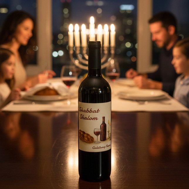 Personalized Family Name Watercolor Vinflaska Etikett (Skapare uppladdad)