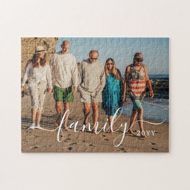 Personalized Family Photo and Text Jigsaw Puzzle Pussel (Horisontell)