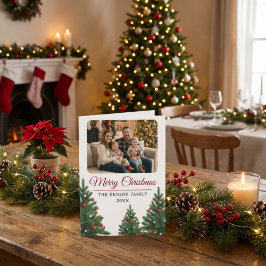 Personalized Family Photo Christmas Tree Helgkort