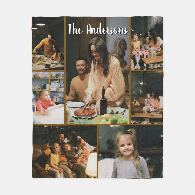 Personalized Family Photo Collage Fleece Blanket (Framsidan)