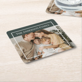 Personalized Family Photo | Custom Family Name  Underlägg Papper Kvadrat