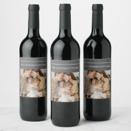 Personalized Family Photo | Custom Family Name  Vinflaska Etikett