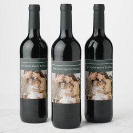 Personalized Family Photo | Custom Family Name  Vinflaska Etikett