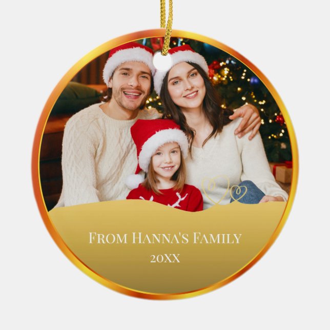 Personalized Family Photo & Merry Christmas Julgransprydnad Keramik (Framsidan)