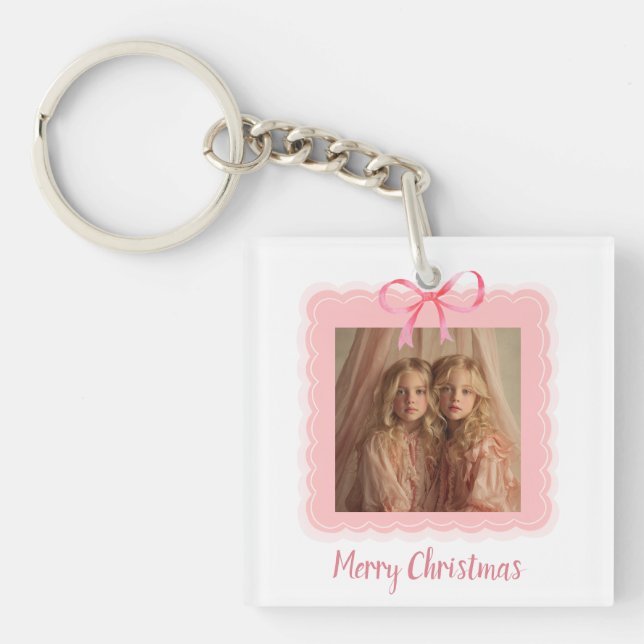 Personalized Family Photo Merry Christmas Keychain (Framsidan)