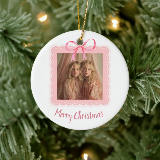 Personalized Family Photo Merry Christmas Ornament (Träd)
