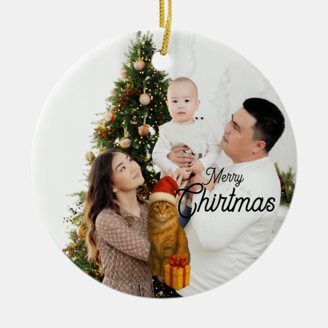 Personalized Family Photo Ornament with Cat (Framsidan)