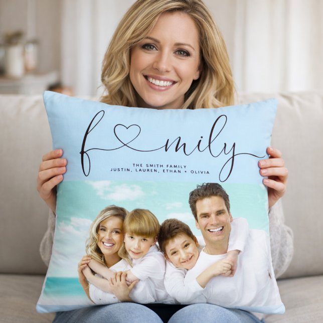 Personalized Family Photo Pillow Custom Name Kudde (Skapare uppladdad)