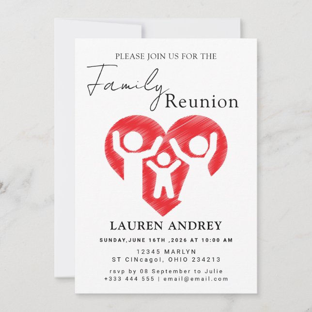 Personalized Family Reunion Party Invitation Inbjudningar (Framsida)