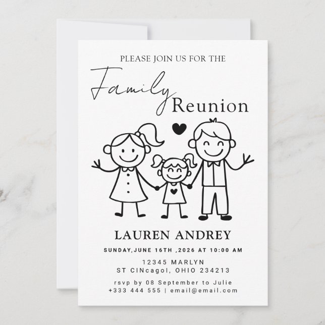 Personalized Family Reunion Party Invitation Inbjudningar (Framsida)