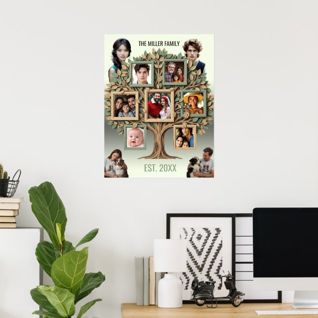 Personalized Family Tree Photo Wall Scroll Poster (Hemmakontoret)