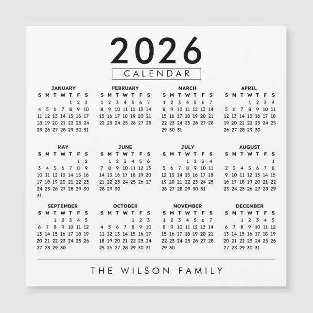 Personalized Family Wall Calendar 2026 (Framsida)