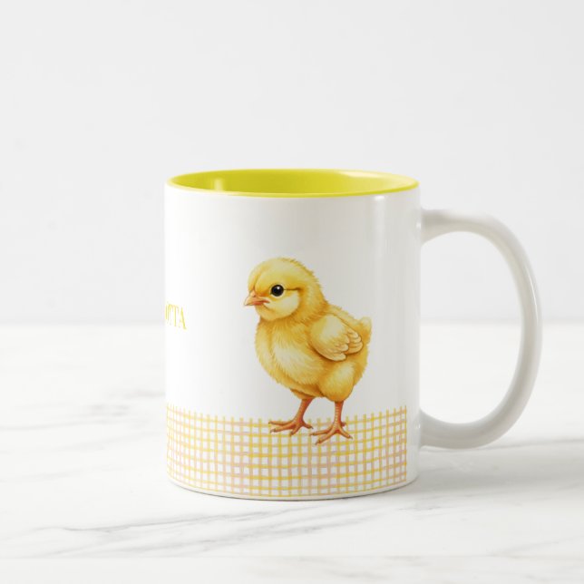 Personalized Farm Animal Mug – Cute Chick Design Två-Tonad Mugg (Höger)