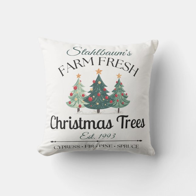Personalized Farm Fresh Christmas Trees Kudde (Framsida)