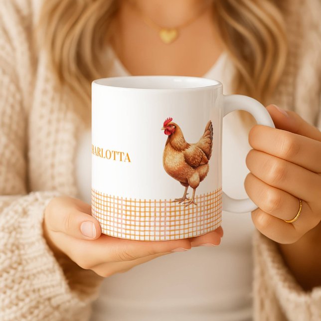 Personalized Farmhouse Hen Name Mug Kaffemugg (Skapare uppladdad)
