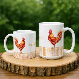 Personalized Farmhouse Rooster Name Mug Kaffemugg