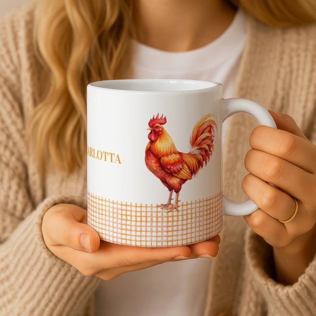 Personalized Farmhouse Rooster Name Mug Kaffemugg (Skapare uppladdad)