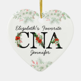 Personalized Favorite CNA Red Floral Christmas Julgransprydnad Keramik