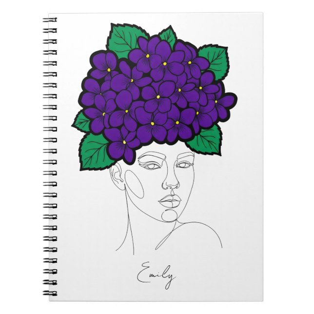 Personalized February Birth Flower Crown Art Anteckningsbok (Framsidan)