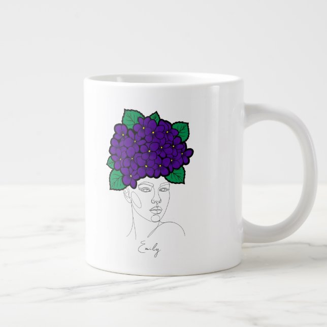 Personalized February Birth Flower Crown Art Jumbo Mugg (Höger)