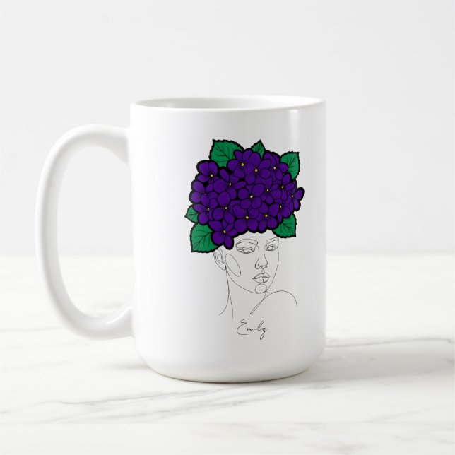 Personalized February Birth Flower Crown Art Kaffemugg (Vänster)