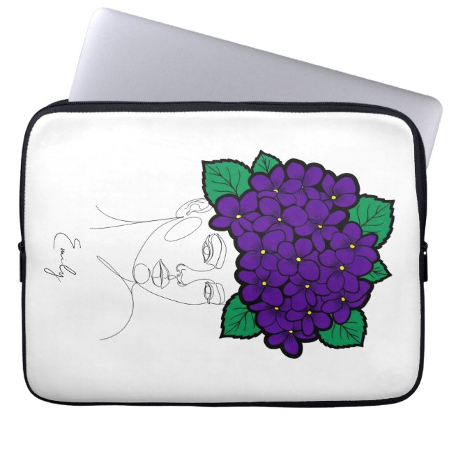 Personalized February Birth Flower Crown Art Laptop Fodral (Framsidan)