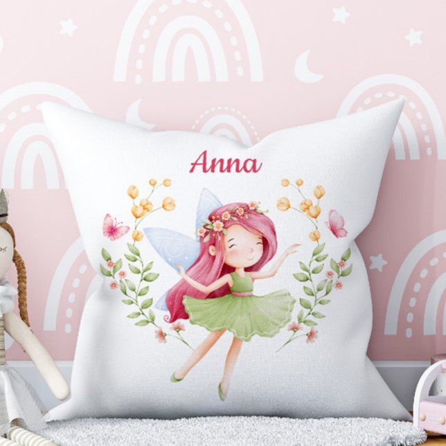 Personalized Feminine Fairy Girl Throw Pillow Kudde (Skapare uppladdad)